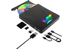 LDERFIV Lecteur CD DVD Externe pour PC USB 3.0 Type-C Lecteur Graveur CD DVD Externe pour PC Optique Portable CD/DVD -/+RW Drive Mince Transmission Rapide pour Windows 11/10/8.1/8/7/XP/Mac Os/LinuxOs