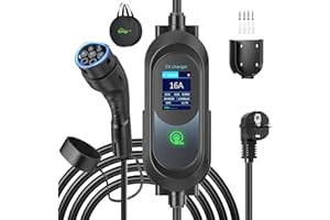 FNRIDS Cavo Ricarica Auto Elettrica Tipo 2,Caricatore EV Tipo 2 3,68kw con supporto, 2,8’ Schermo,0-15H Ricarica ritardata,8-16A Corrente regolabile,Cavo Caricabatterie per Auto Elettrica,6M con Borsa
