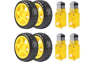ALMOCN DC Motor Wheel Kit Elettrico TT Motor Motor Wheel Kit di componenti per pneumatici per robot e intelligente auto modello Electronic Product DIY 4 pezzi regalo (4 pezzi motore + 4 ruote)