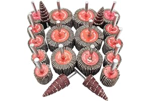 LINSOCLE 20 Stück Fächerschleifer, Schleifkopfe, 80 Körnung Lamellenschleifer, Schleifaufsatz für Bohrmaschine 5 Verschiedene Größen 50/40/30/25/20 für Bohrmaschine Rotierendes Werkzeug