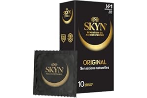 Skyn Original : Lot de 10 Préservatifs sans latex Skynfeel pour Hommes /Taille Régulière, Solides et Fins, Forme Droite et Lisse / Diamètre 53mm