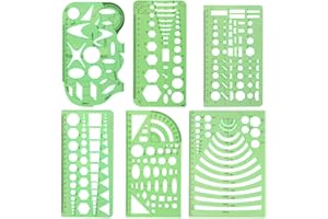 RITTE 6 Piezas Plantillas de Dibujo Plastico Regla Círculos Ovalado Curva Plantillas Regla de Dibujo Geométrico, para Estudiantes, Oficina, Escuela, Construcción