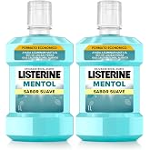 Listerine Menthol Alcohol-Free Mouthwash Soft Mint, Pack of 2 x 1 L | Alcohol Free Mouthwash For Long Lasting Fresh Breath, C