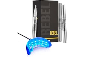 ABSOLUTE CARE TEETH WHITENING Rebel Teeth Whitening Kit, Teeth Whitening Pen with Cool Blue LED Light, Non-Peroxide and Vegan Teeth Whitening Gel with Anti-Stain Formula, Easy-to-Use Stain Remover for Teeth - Absolute Beauty Care