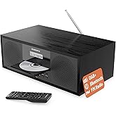 Bluetooth DAB+ Radio & CD Player | Mains Powered 60 Watt Stereo Hifi System for Home | Inbuilt Speakers, LED Display | Dual A