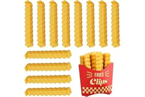 Jastown Fries Clips: 12 Cute French-Fries-Shaped Bag Clips to Seal Opened Food Packages | Fun Bag Clips for Food in a Magnetic Box to Always Be at Hand