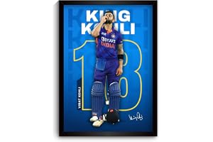Virat Kohli Poster | Framed King Kohli 18 Wall Art | Indian Team Edition | Cricket Legend | Premium Sports Decor for Cricket Fans | Motivational Wall Poster | Virat Wall Poster for Room (F_149)