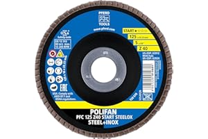 PFERD POLIFAN 69300934 Disco de láminas, 10 unidades, PFC 125 x 22,23 mm, cónico Z40 Start-Linie START STEELOX, para acero, acero inoxidable (INOX)