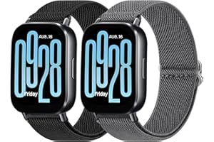 Mugust 【2 sztuki) Bransoletka kompatybilna z Xiaomi Redmi Watch 5 Active / Redmi Watch 5 Lite, elastyczny, nylonowy pasek zapasowy dla mężczyzn i kobiet