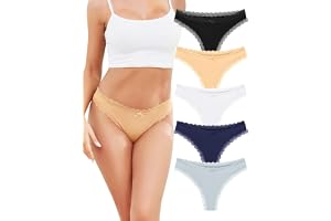 Voenxe Trosor Dam UnderkläDer,Spets Stringtrosor UnderkläDer Flerpack | 5 Pack Women Seamless Thong Underwear,Brazilian Stringtrosa Kvinnor,SöMlöSa Tanga Damtrosor,Soft Lace Panties Multipack