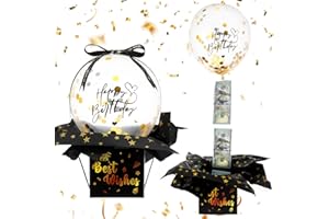 TELOOCO Happy Birthday Money Box Cash Gift Pull for Any Age, Funny Surprise Money Gift Box with Balloon Happy Birthday Surprise Gifts Set for Women Men Best Friend Girlfriend Wife Sister