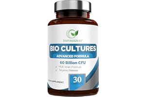 60 Billion CFU Bio Cultures Probiotics with Prebiotics 30 Capsules Multi Strain Advanced Formula for Men and Women by Natures Zest