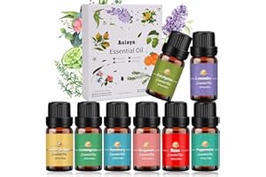 Aulaya Huile Essentielle 8x10ml, Kit Huile Essentielle pour Diffuseurs, 100% Pure Avec Lavande, Eucalyptus, Rose, Romarin, Bergamote, Citronnelle, Menthe Poivrée, Orange Douce
