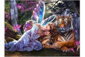 XKQYX Kits de Pintura de Diamantes 5D DIY Completo, Imagen de Arte y Artesanía de Tigre con Diamantes, Accesorios de Pintura de Diamantes Cruzados de Números, Decoración del Hogar y Regalos para Adultos