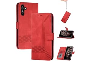 momoka Store Handyhülle für Samsung Galaxy A54 5G,TPU Klapphülle Schutzhülle für,Lederhülle mit Standfunktion und Kartenfach-rot