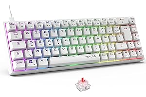 The G-Lab - Keyz Titanium - Teclado mecanico español 65% QWERTY, USB - Teclado gaming con Switch rojo, RGB personalizable, anti-ghosting, macros programables - Para PC, PS4, PS5, Xbox - Nuevo (Blanco)