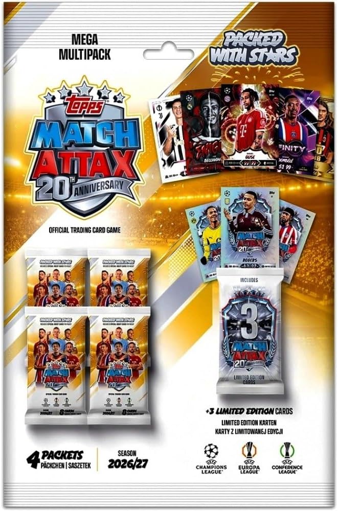 Topps Match Attax UCC 2026/27 Eco Pack – 26 Trading Cards, 3 Booster + 2 Limited Edit - Détails et caractéristiques