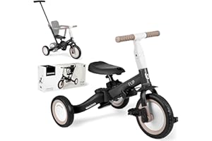 KIKKA BOO KikkaBoo Tricycle Bébé Évolutif 5 en 1 Flip, Vélo Enfant 1 à 5 Ans Convertible en Draisienne avec Siège et Guidon Réglables, Noir
