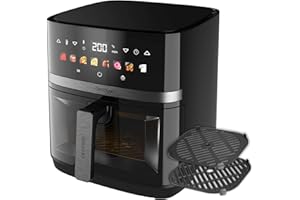 Cecotec Friggitrice ad Aria 8 Litri - Air Fryer Cecofry&Grill Duoheat 8000. 2200W, Doppia Resistenza, Dietetica e Digitale, Finestra, Temperatura Regolabile 80-200°C, 8 Menu