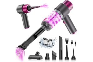 Anluomania Mini Aspirador de Mano Potente, 4 en 1 Aspirador Coche Potente 6500Pa, USB Recargable, Aspiradora de Mano Sin Cable, Recargable para Coche y Limpieza De Pelo De Mascota