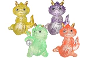 Alipis Mini Resin Animals Dragon: 4PCS Miniature Resin Animal Figurines - Colorful Dragon Statue Cake Topper for Fairy Garden Accessories Crafts Micro Landscape Office Desktop Decorations