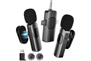 BYbrutek Upgraded 4-in-1 Wireless Lavalier Microphone with an Adjustable Collar Clip - for iPhone/Android/Camera/PC - Mini Mic for Video Recording/Podcasts, Built-in Noise-Canceling Chip, USB C Mic
