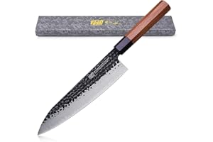 FINDKING Coltello da chef giapponese Serie Dynasty, Coltello da cucina professionale, Lama in acciaio ad alto tenore di carbonio 9Cr18MoV, Affilato, per il taglio della carne, 8 pollici/21 CM