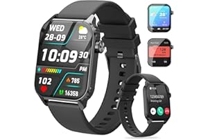 TRAUSI Smart Watches for Women Men, 1.83 inches HD Smartwatch with 120 Sports Modes, Heart Rate/Sleep Monitor, IP67 Waterproof, Bluetooth Call & Music Control for iPhone/Android (Black)