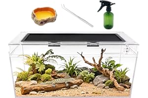 Reptile Growth Reptile PC Terrarium set, 20" x 10"x 8",with Top Sliding Door Screen Ventilation for Insect，Fish，Tarantula，Hermit Crab，Jumping Spider，Iguana，Tortoise，Leopard Gecko，Frog，Bearded Dragn