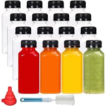 YBCPACK Lot de 16 bouteilles de jus en plastique avec couvercles ...