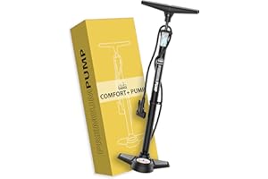 DANSI Pompa per bicicletta a pedale con valvole AV, SV, DV - Pompa ad aria per bicicletta con manometro grande, adattatori e serbatoio | Pompa per moto, bici elettrica, auto e articoli sportivi