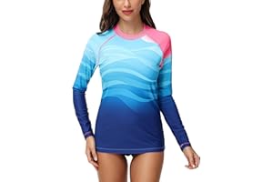 VAYAGER Damen Rashguard UV-Schutz Shirt Langarm UPF 50+ Schwimmshirt für Wasser Strand Surfen Schwimmen Schnelltrocknend