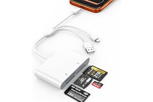 4-i-1 Memory Stick Pro Duo för SD/Micro SD/MS/XD-kortläsare | Trippelkontakt (USB–C, Lightning/USB–A), kompatibel med Sony Cy