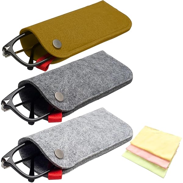 Set 3 Custodie Per Occhiali In Feltro - Morbide, Leggere E Multiuso - Per Occhiali, Trucchi, Piccoli Oggetti - Foto 4
