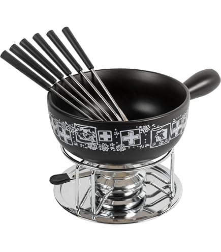Caquelon à Fondue Kisag 1,7 L – Fonte Émaillée 18 Cm, Noir, Induction & Four Compatible