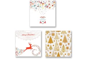 Haweeli Lot de 60 serviettes en papier pour décoration de table de Noël 33 x 33 cm