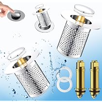 2er Set Edelstahl-Abflussstopfen Mit Haarsieb – Pop-Up Sieb Für Waschbecken & Badewanne