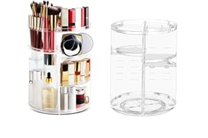 LUCYSTUDIO Make-Up Organizer 360° Drehbarer Transparentes Kosmetik Organizer Rotierender Beauty-Make Up Aufbewahrungskosmetikbox für Kommode Schlafzimmer Badezimmer(Clear)