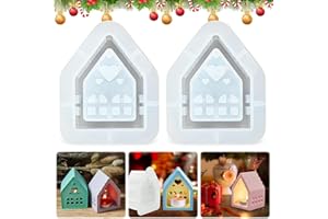 BEIBEIJIA Silikonformen Gießformen Häuser, 2 Stück Silikonform Haus, Silikonform Weihnachten Haus Kerzenhalter, Silikonformen Gießformen Weihnachten, für DIY Kerzenhalter Weihnachtsdeko Handwerk