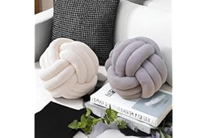 FSRONGXI 2 almohadas de nudo, hechas a mano, de felpa, redondas, decorativas, estéticas, para decoración de habitación, cojines de suelo para niñas, dormitorio, cama, sofá, 20 cm