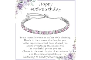 PDTU Birthday Gifts for Women, 30th 40th 50th 60th 70th 80th Birthday Gifts for Her Cubic Zirconia Adjustable Birthday Bracelet Presents for Mum Grandma Daughter Friends│30-80 Birthday Gifts for Women