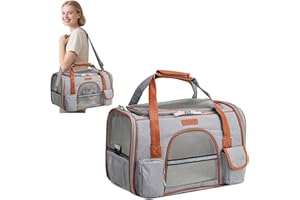 PETCUTE Trasportino per Cani e Gatti Con Materasso Morbido, Borsa per Animali Domestici Riflettente, Tracolla Regolabile, Portabile per Viaggio