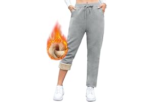 Vorvowry Joggery z podszewką polarową, damskie puszyste spodnie sherpa, ciepłe termiczne spodnie dresowe, zimowe grube spodnie treningowe, kieszenie ze sznurkiem dla kobiet, do biegania, fitnessu