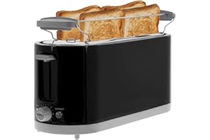 ‎POSTEN ANKER Posten Anker Toaster 4 Scheiben aus Edelstahl, 7 Bräunungsstufen und Krümelfach, Doppeltoaster mit Brötchenaufsatz, 1400 Watt, schwarz