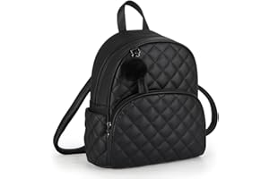 ECOSUSI Mini Zaino da Ddonna in Pelle Borsa Zaino Piccola Borse a Tracolla Zaini Zainetto Casual per Lavoro Scolastico Itinerante, con graziose palle di pelo e nappe