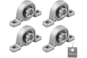 EXLECO 4 Pezzi Cuscinetti a Sfera con Supporto, Cuscinetti in Lega di Zinco, Cuscinetti a Blocco di Cuscino, Cuscinetto, Cuscinetti Plummer Block, con Solida Base in Ghisa (15mm)