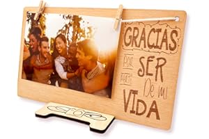 DIGIDU | Marco de Fotos con Pinzas, Regalos para Amigas, Regalo San Valentin, Regalo Madre Cumpleaños, Regalos Originales, Regalo Original para Amigo, Portafotos con Pinzas (Gracias)