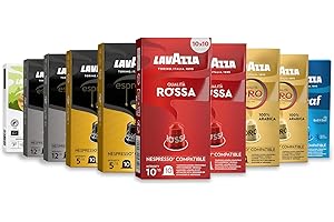 Lavazza, Variety Pack, 100 Aluminium Capsules Compatible with Nespresso Original Machines, Espresso Maestro Ristretto, Espresso Maestro Lungo, Qualità Oro, Qualità Rossa, Tierra, Dek