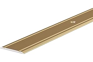 Gedotec Seuil de Porte Barre | SUPER PLAT | 1000 x 30 mm | 1 Pièce - Profil Transition Sol | Aluminium Laiton Anodisé | Rail de transition perforé pour carrelage - stratifié UVM. | à visser