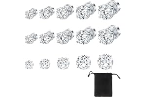 LBQUTN 5 par magnetiska örhängen för män och kvinnor, vita zirkoner utan hål magnetörhängen, set för män magnetiska 4 mm-8 mm